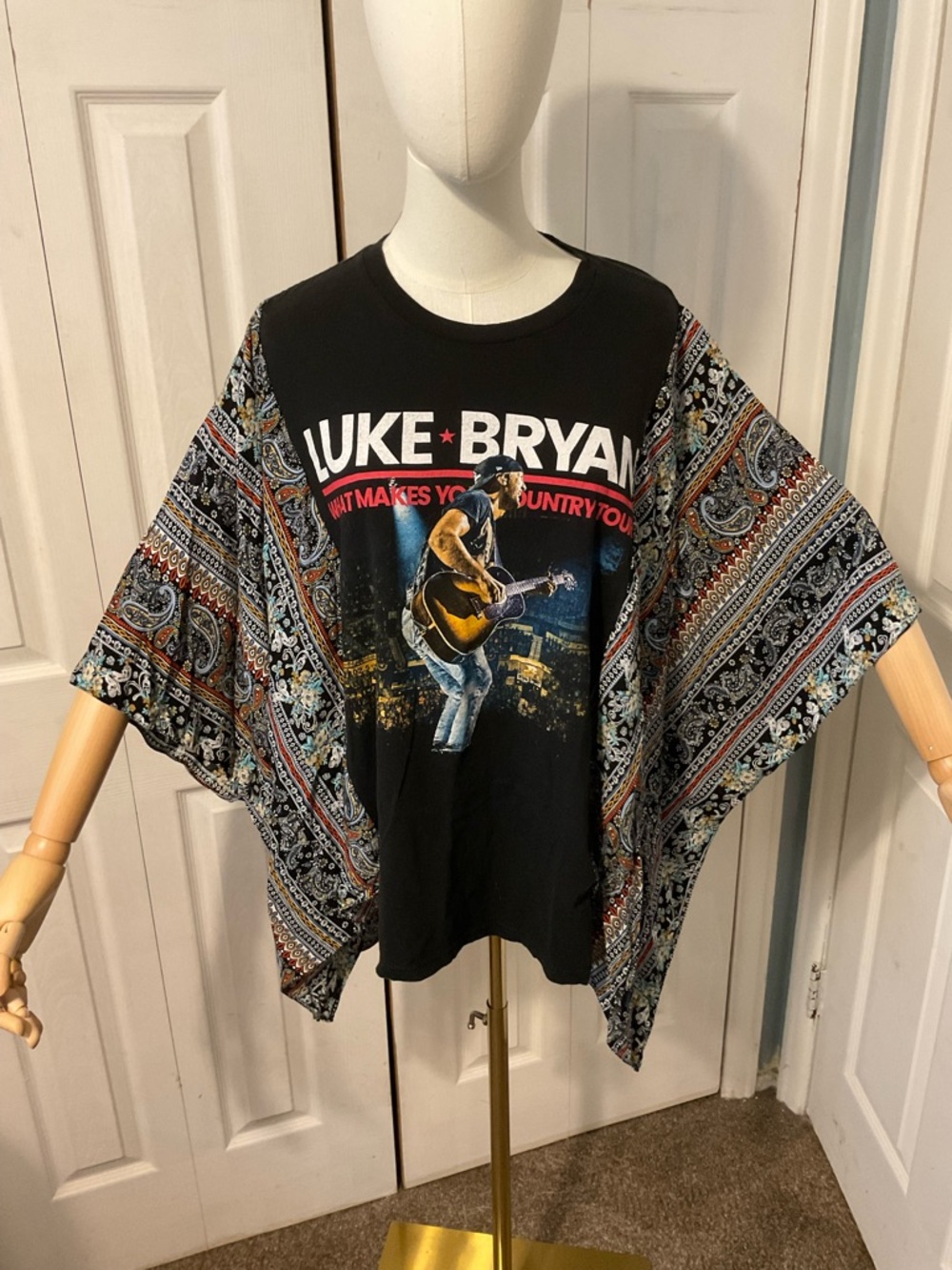 Luke Bryan Graphic Tour T-Shirt with Flowy Printed Sleeves - OSFM